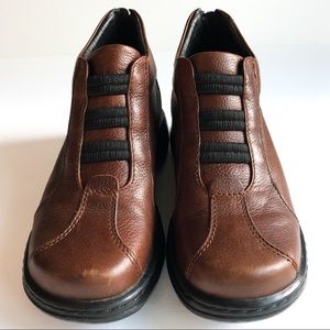 Dansko Leather Zip Up Faux Lace Clog Ankle Boot